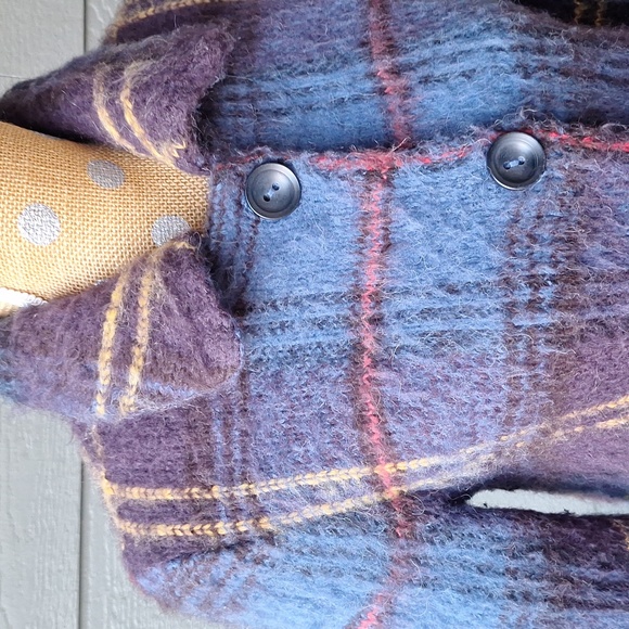 Free People fringe plaid jacket Mohair Alpaca Wool blend size XS - Picture 3 of 10